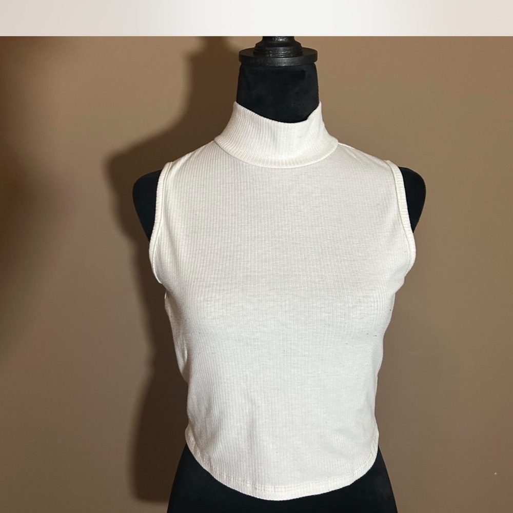 Papermoon Ivory Sleeveless Mock Neck Tank